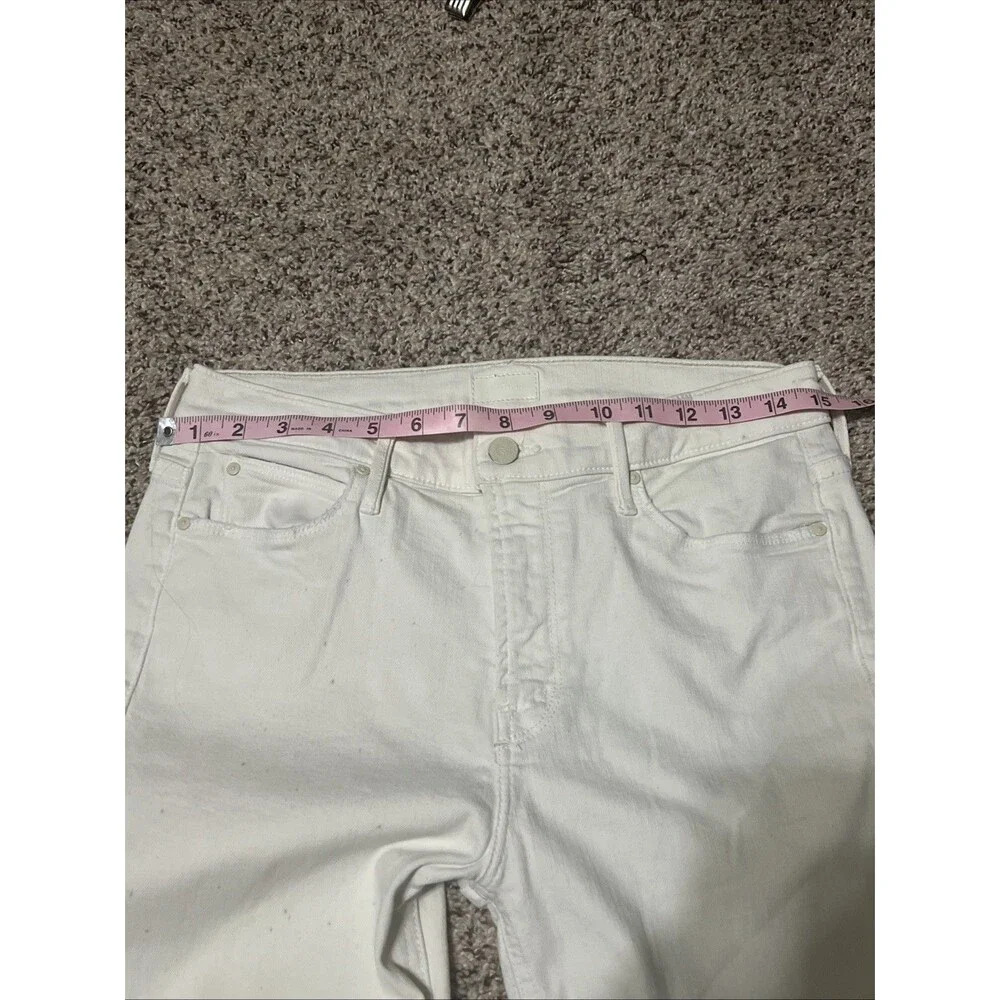 Mother Mid Rise Dazzler Ankle Fray In White Puff’s Size 29 - Picture 7 of 11